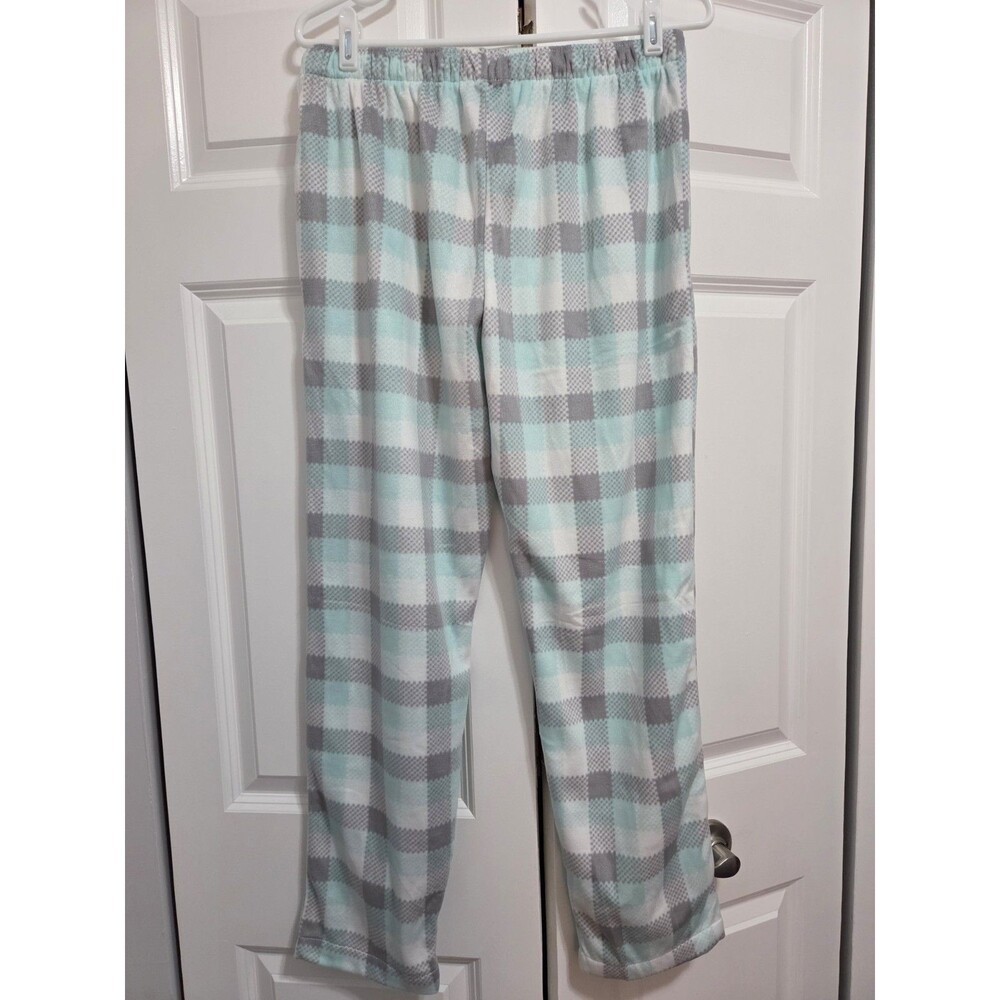 Narrow River Trading Co. Women's Fleece Pants w/ Pockets, Blue/Gray Plaid, Lge - Picture 2 of 7